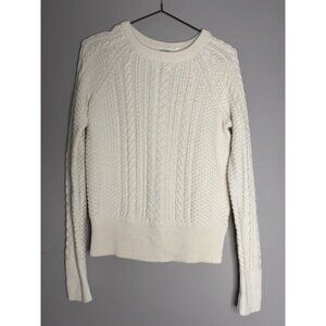 Gap Fisherman Sweater Womens XS Cream Off White Ivory Cable Knit Crew Pullover